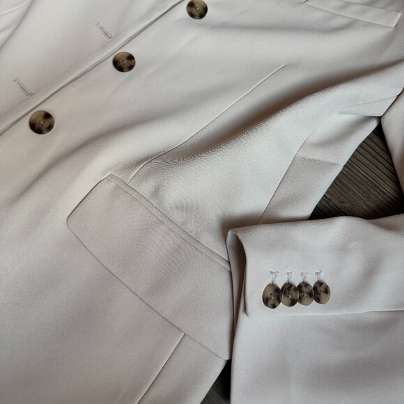 ABERCROMBIE & FITCH NUDE NEUTRAL TAUPE CREAM RELAXED BLAZER SUIT JACKET - SMALL - Picture 4 of 9